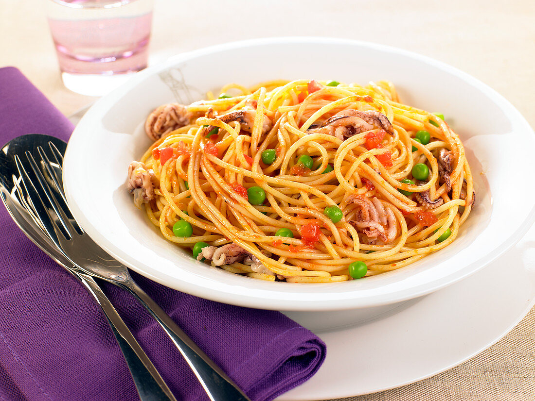 Spaghetti mit Tintenfisch