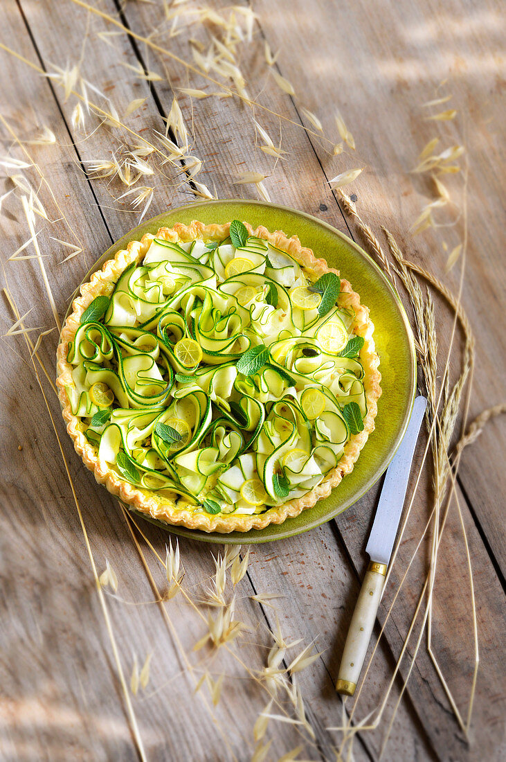 Courgette,ricotta and lemon tart