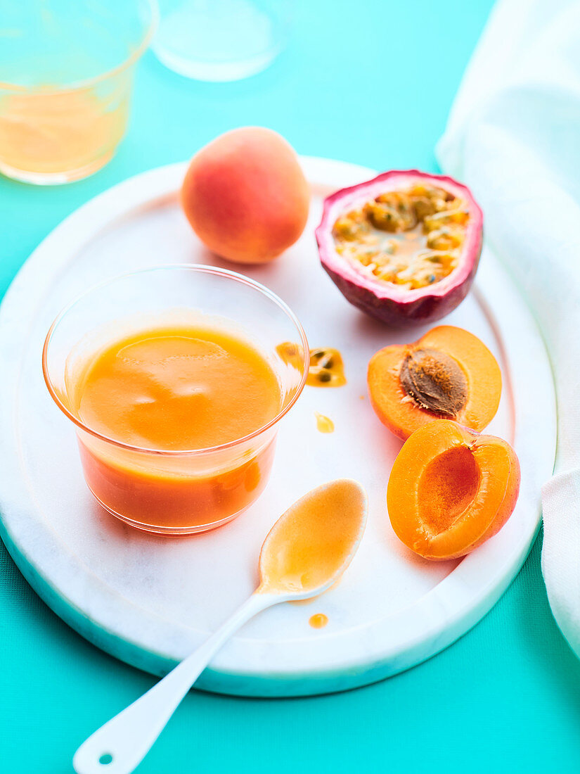 Apricot and passion fruit juice