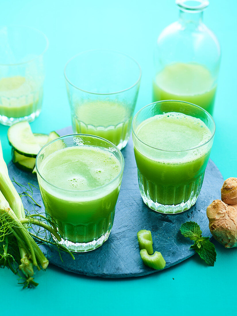 Green cucumber, fennel and celery juice