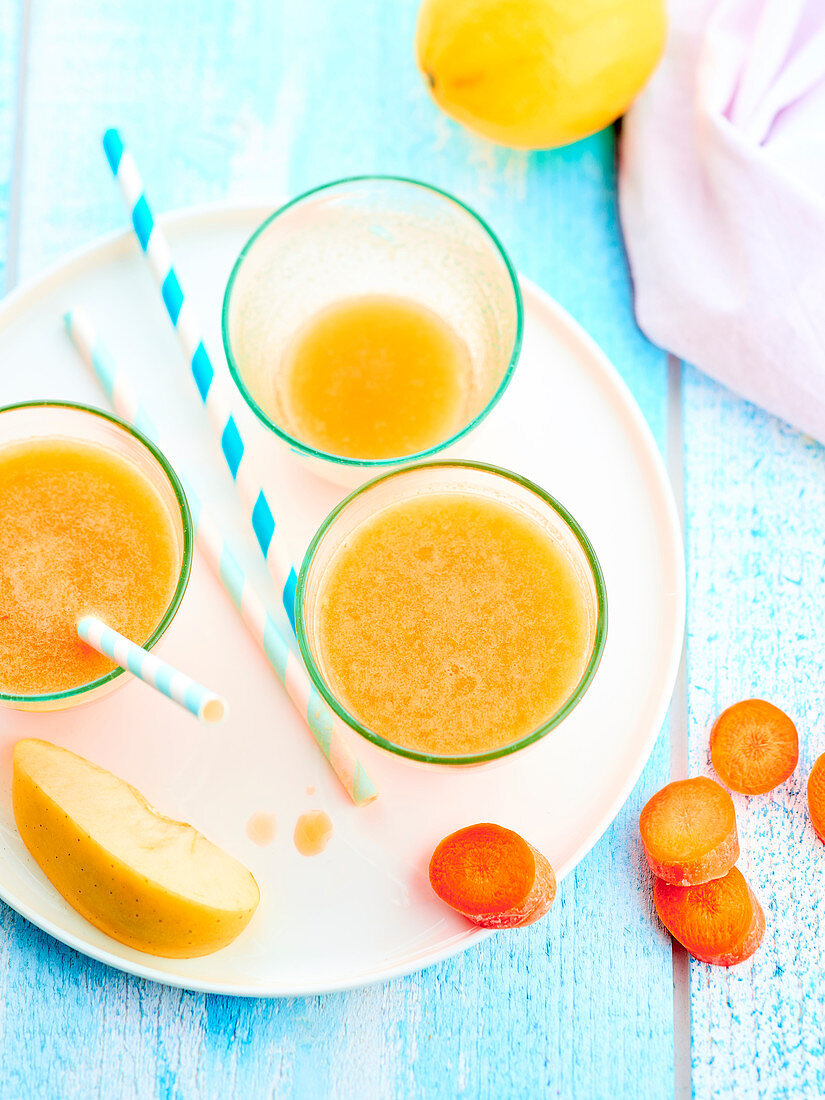 Multi-vitamin, orange, lemon, apple and carrot juice