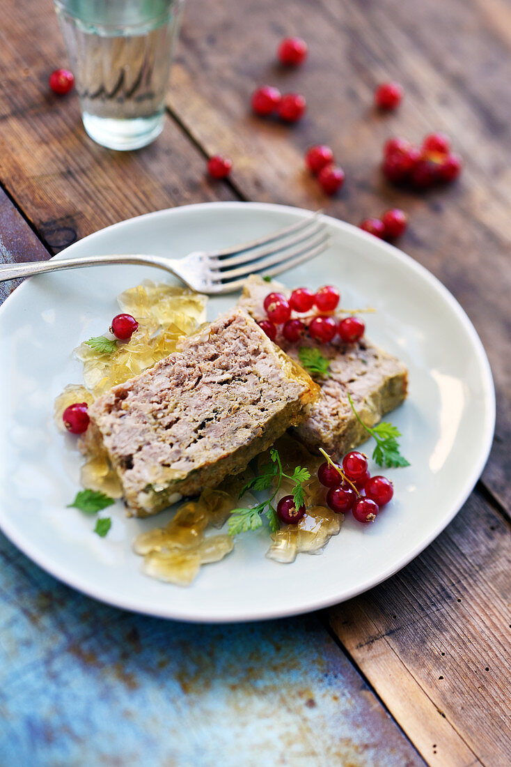 Veal and pork terrine with Madeira jelly