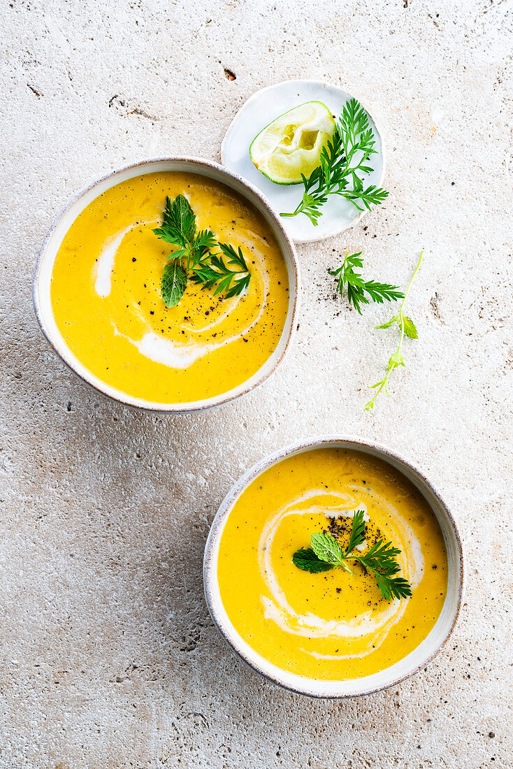 Coconut milk and carrot soup
