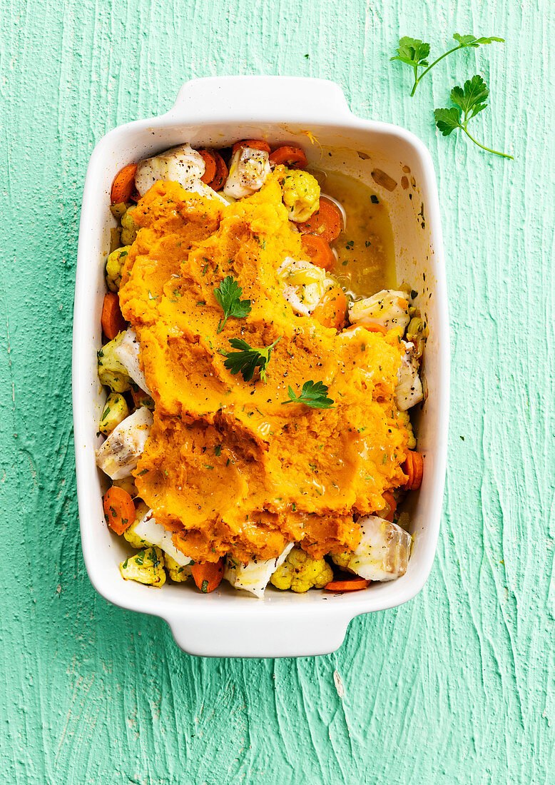 Fish Parmentier with Sweet Potato