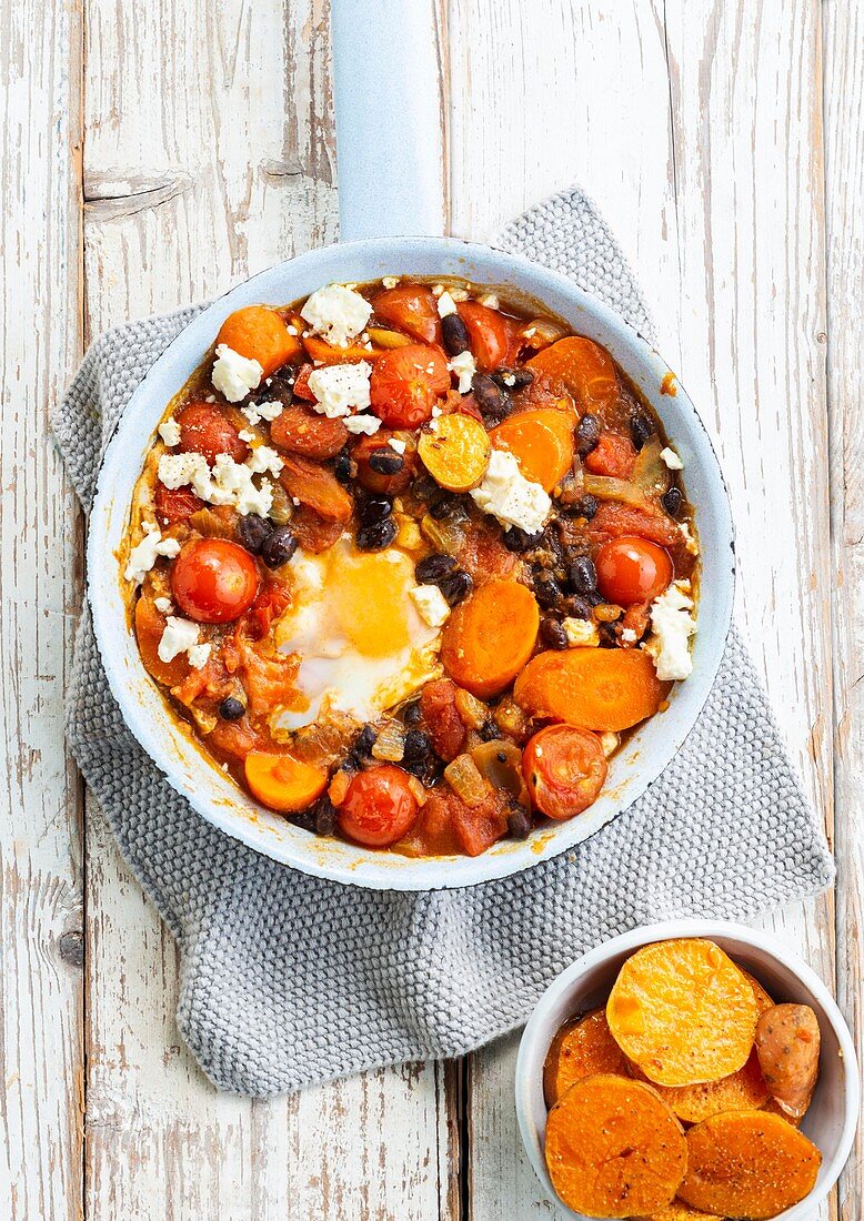 Huevos rancheros with sweet potato