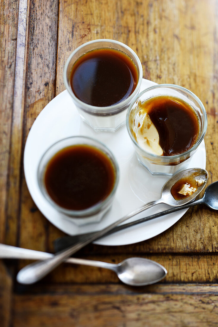 Panna cotta topped with coffee jelly