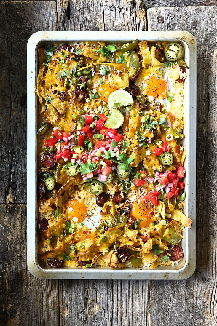 Oven-baked Mexican rice