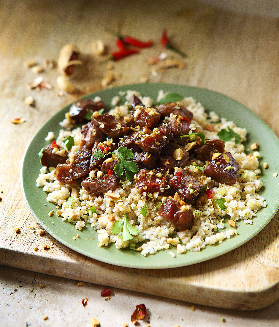 Beef and bulgur tataki