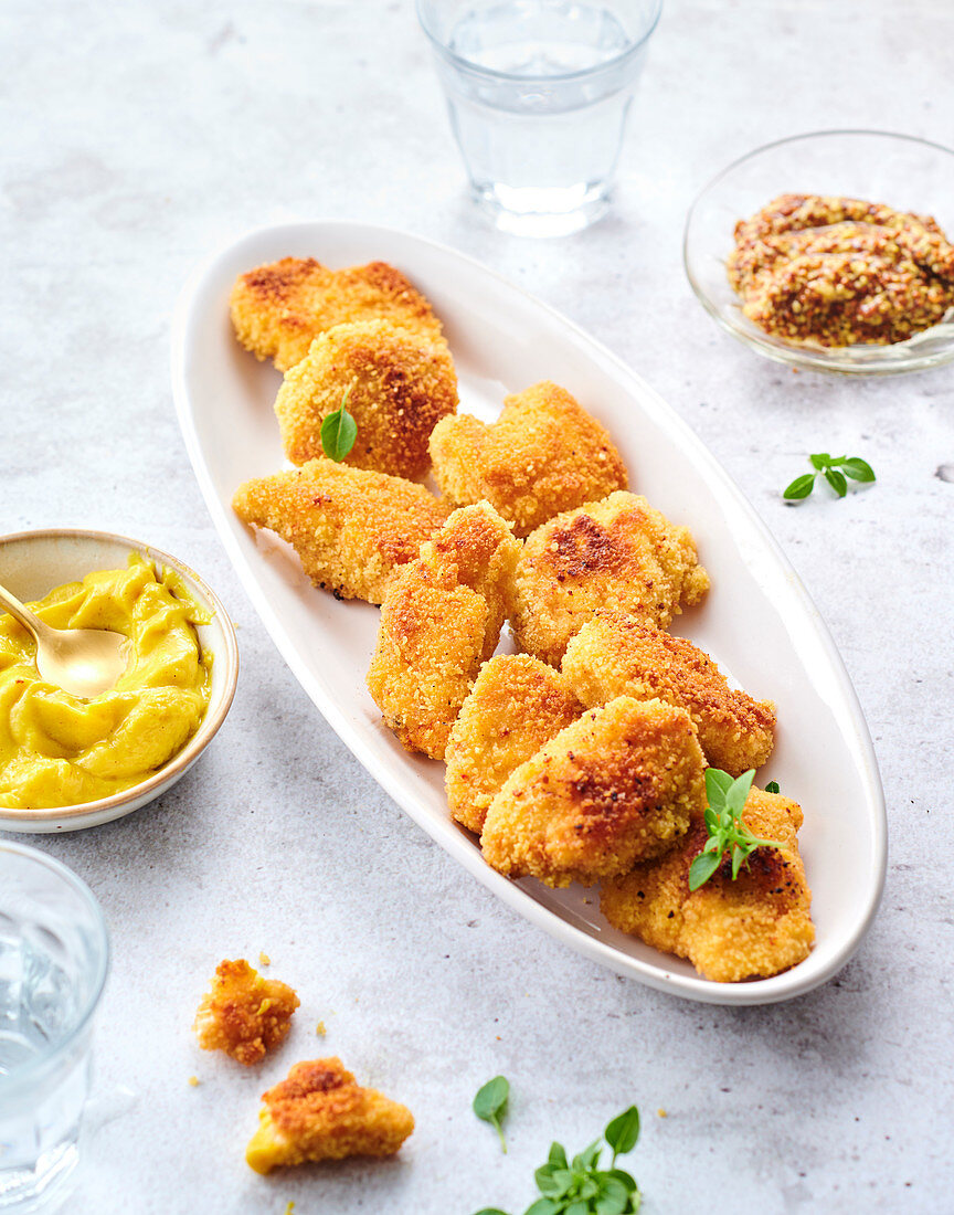 Hähnchen Nuggets mit Dips (Loiretal, Frankreich)