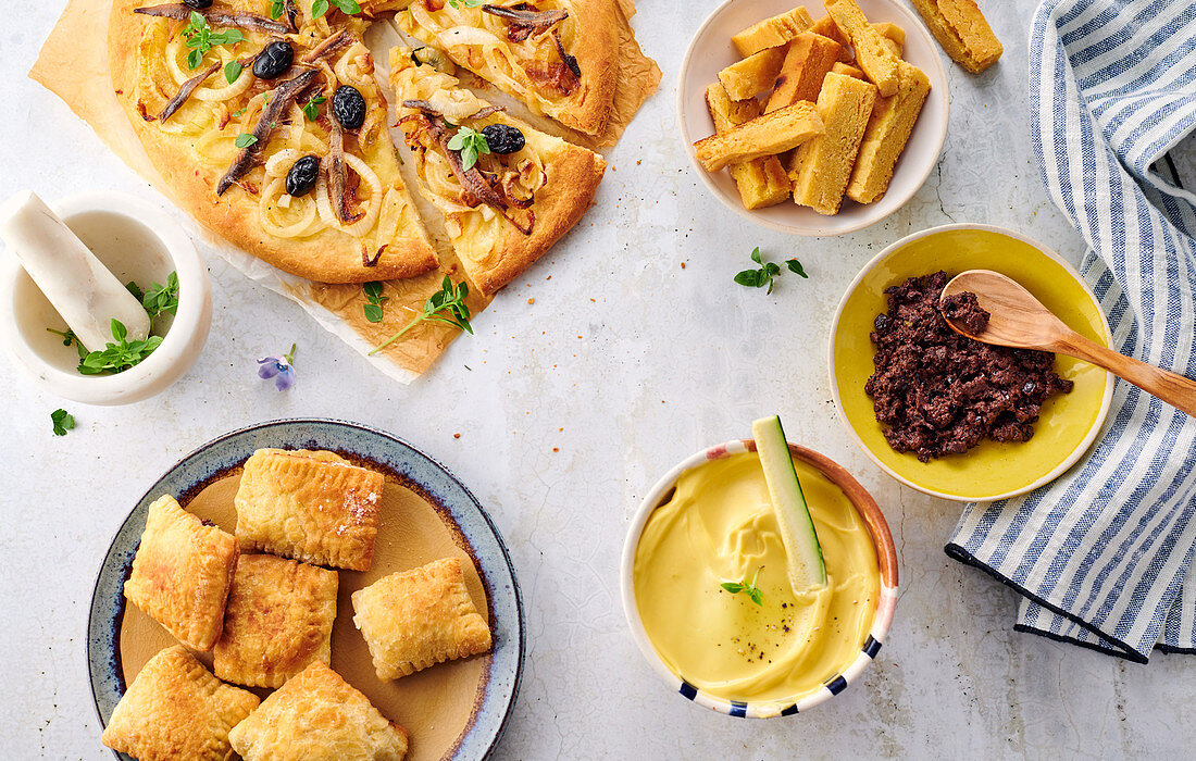 Various starters from the Provence-Alpes-Côte d'Azur region, France