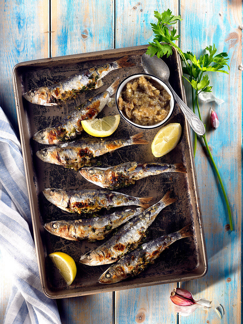 Grilled stuffed sardines