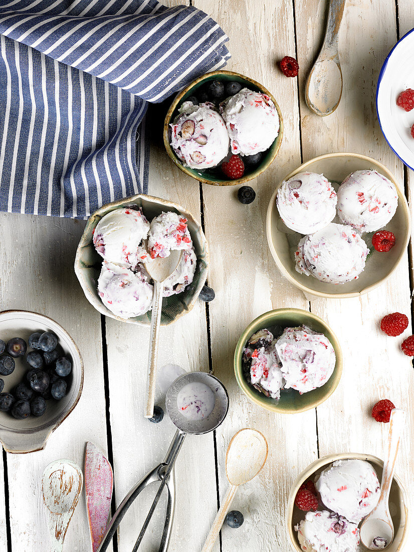 Yoghurt ice cream with red fruits