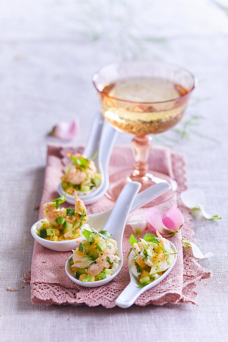 Aperitif spoons with langoustines