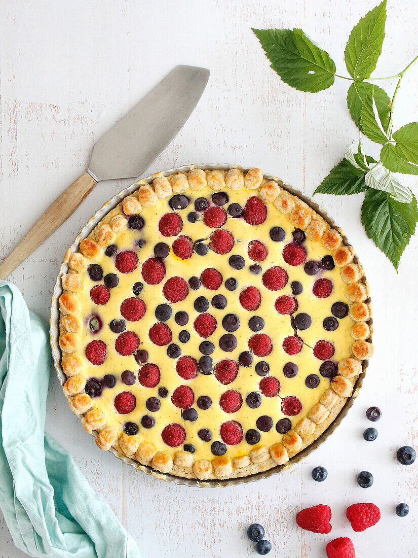 Raspberry, Blueberry and Ricotta Pie