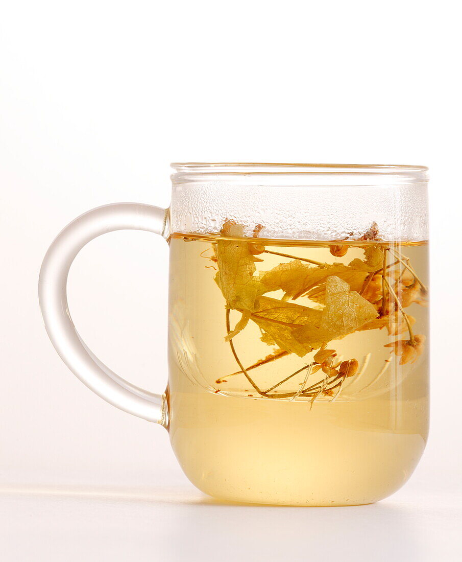 Herbal tea in a glass cup