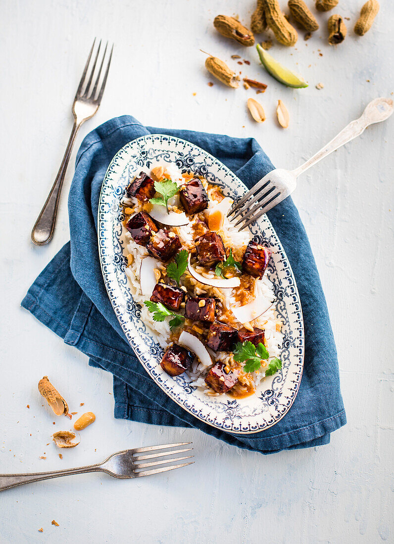 Sauteed sate pork with basmati rice