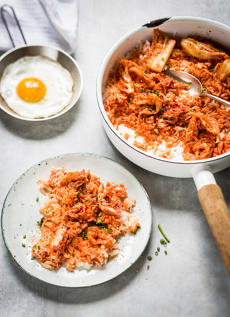Reis mit Kimchi