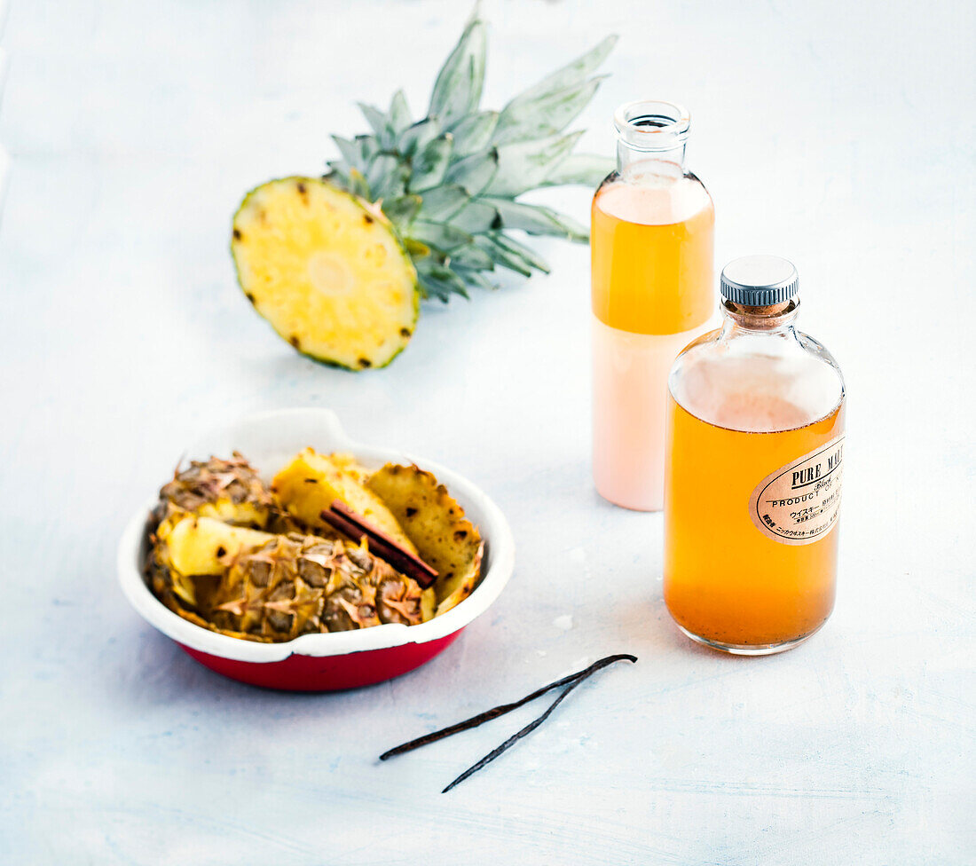 Pineapple syrup made from pineapple peel