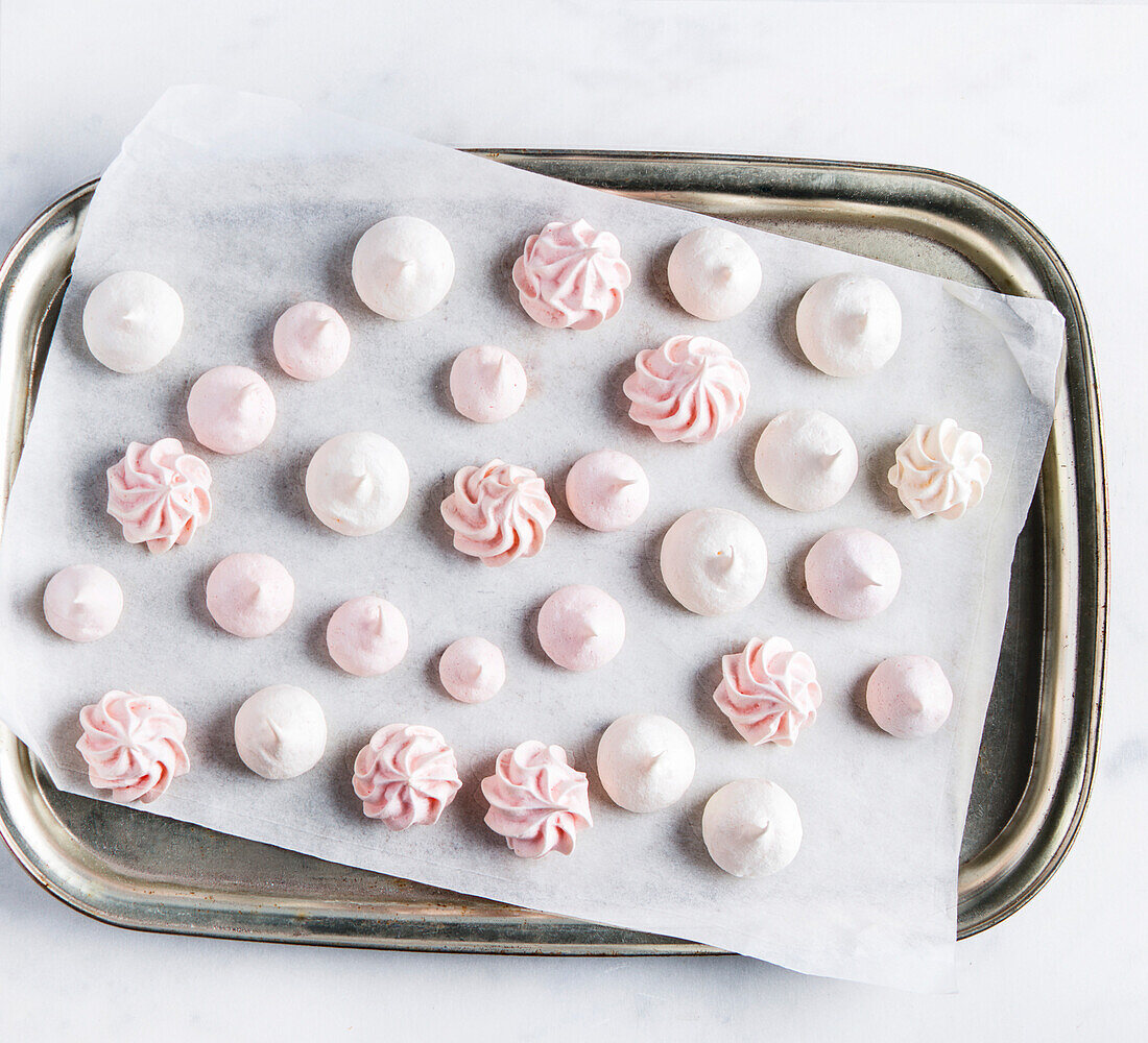 Pink and white meringue