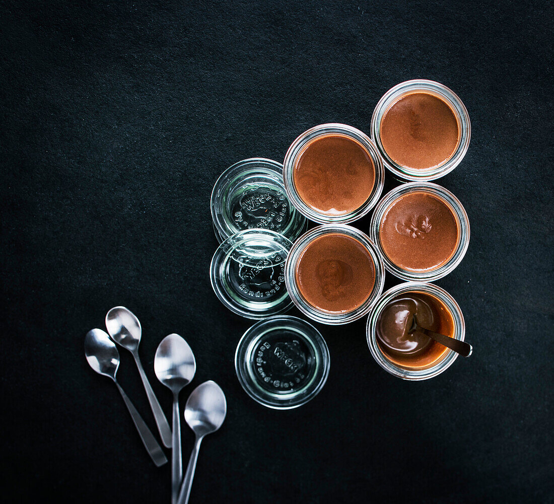 Chocolate cream served in small glasses