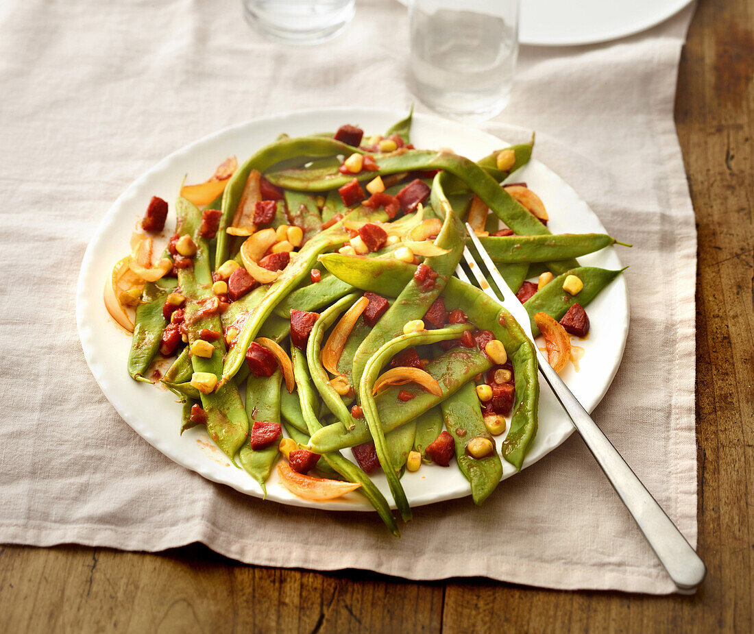 Green Bean Salad with Chorizo