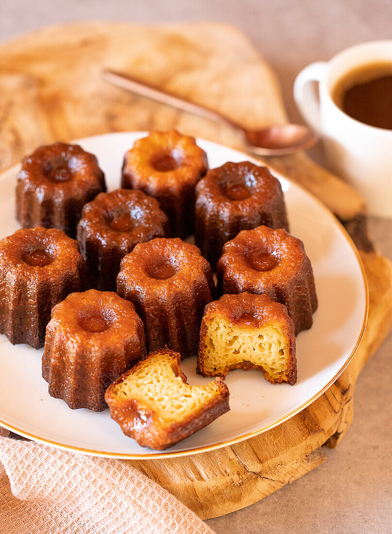 Traditional vanilla and rum cannelés
