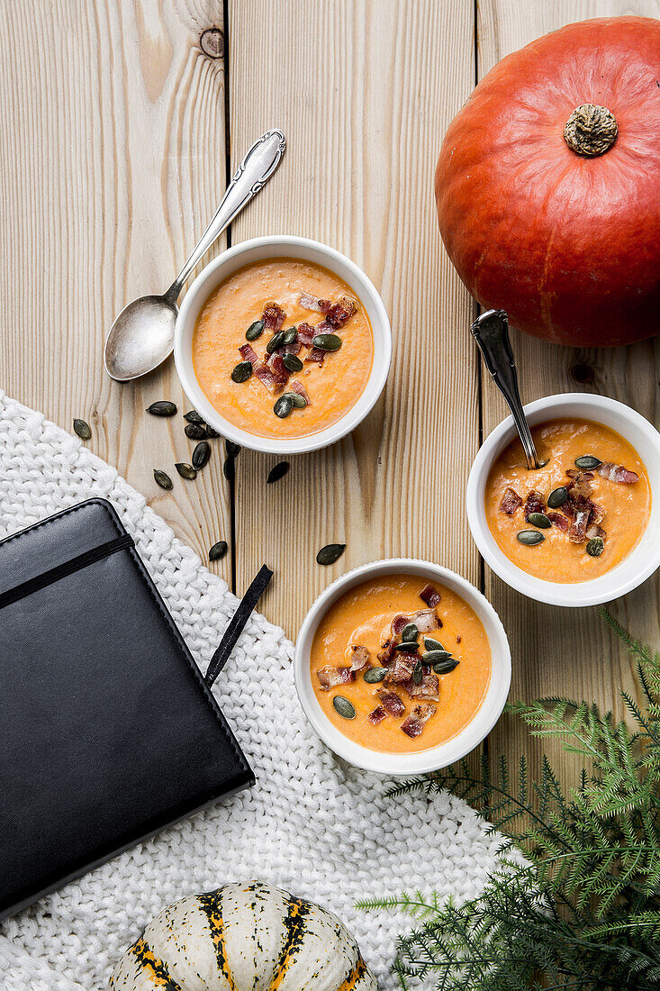 Butternut Squash Soup with Roasted Bacon