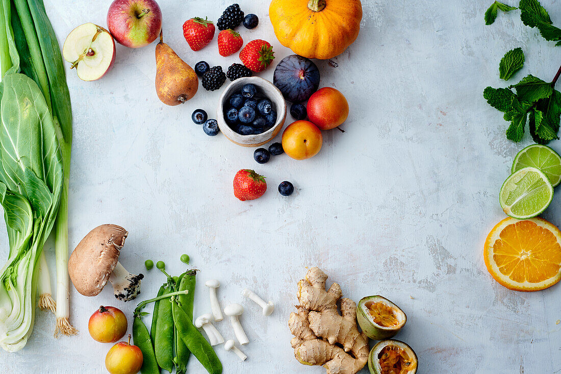 Different kinds of fruit and vegetables