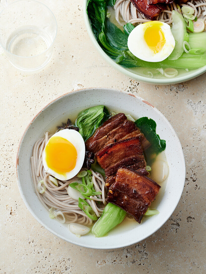 Ramen with pork, bok choy, and egg (Japan)