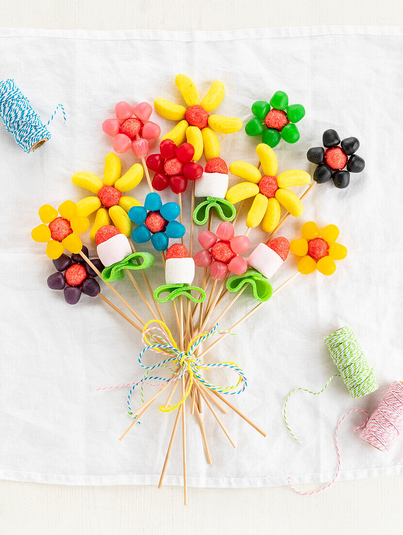 Bunch of flowers made with sweets