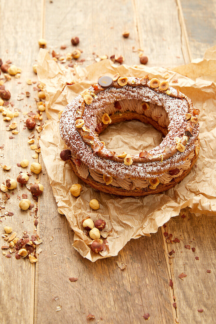 Paris-Brest with almonds and hazelnuts