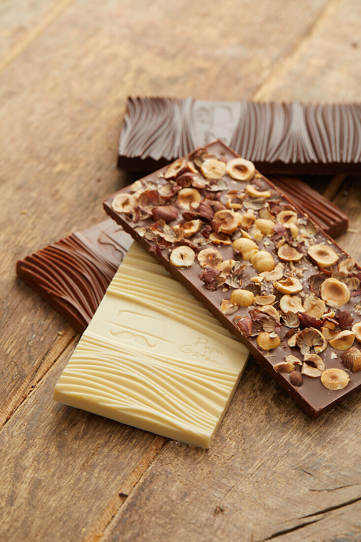 Assortment of homemade chocolate bars