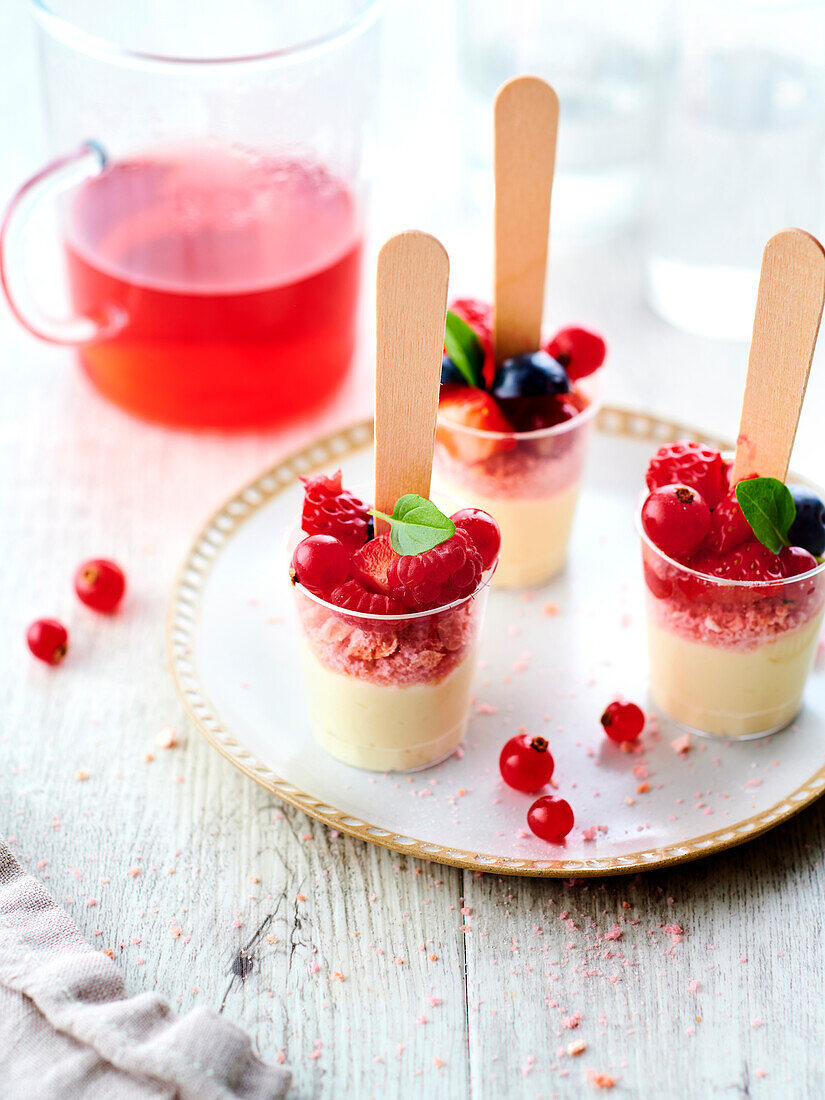 Mini trifle with red fruits