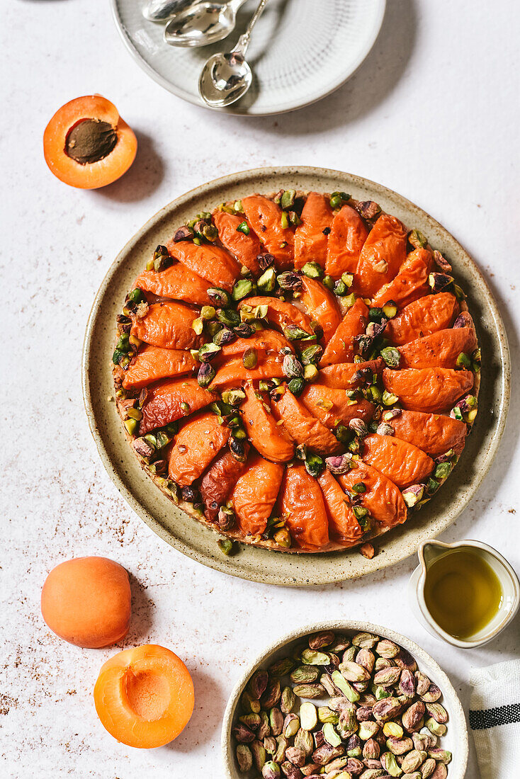 Apricot and pistachio tart