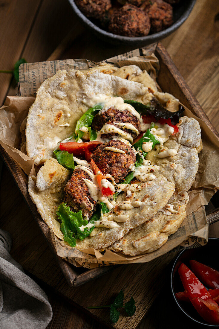 Kebab mit Veggie-Bällchen