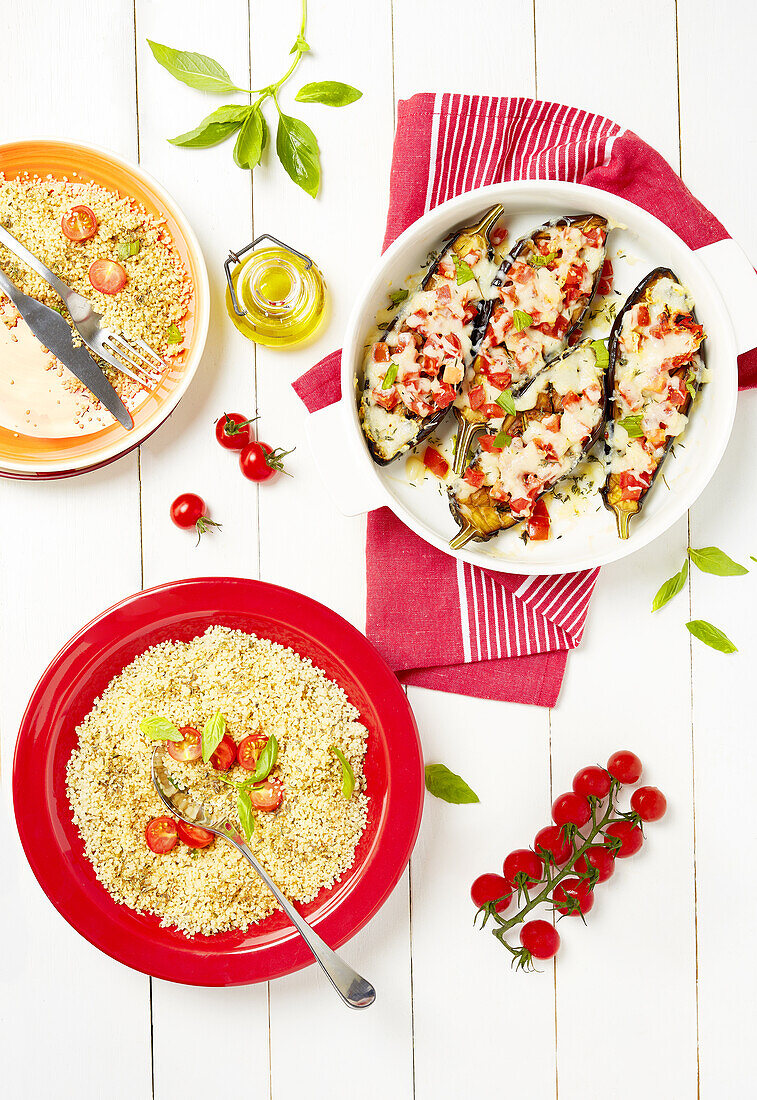 Baked Mediterranean eggplant with couscous