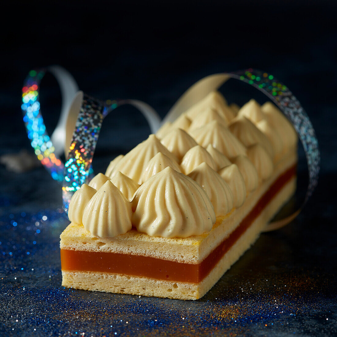 Buche Noel with mango and passion fruit