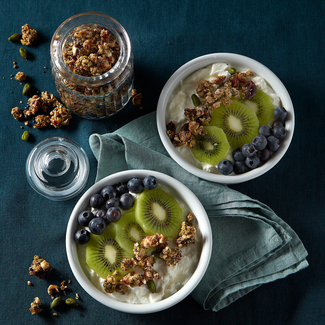 Granola with fromage blanc and fresh fruit