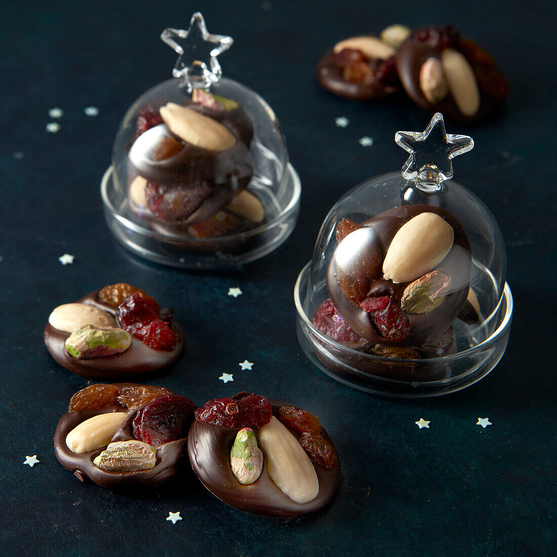 Mendiants au chocolate (chocolate with dried fruit and nuts ) for Christmas