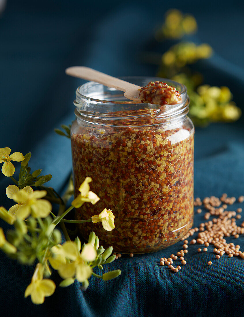 Jar of traditional seedy mustard