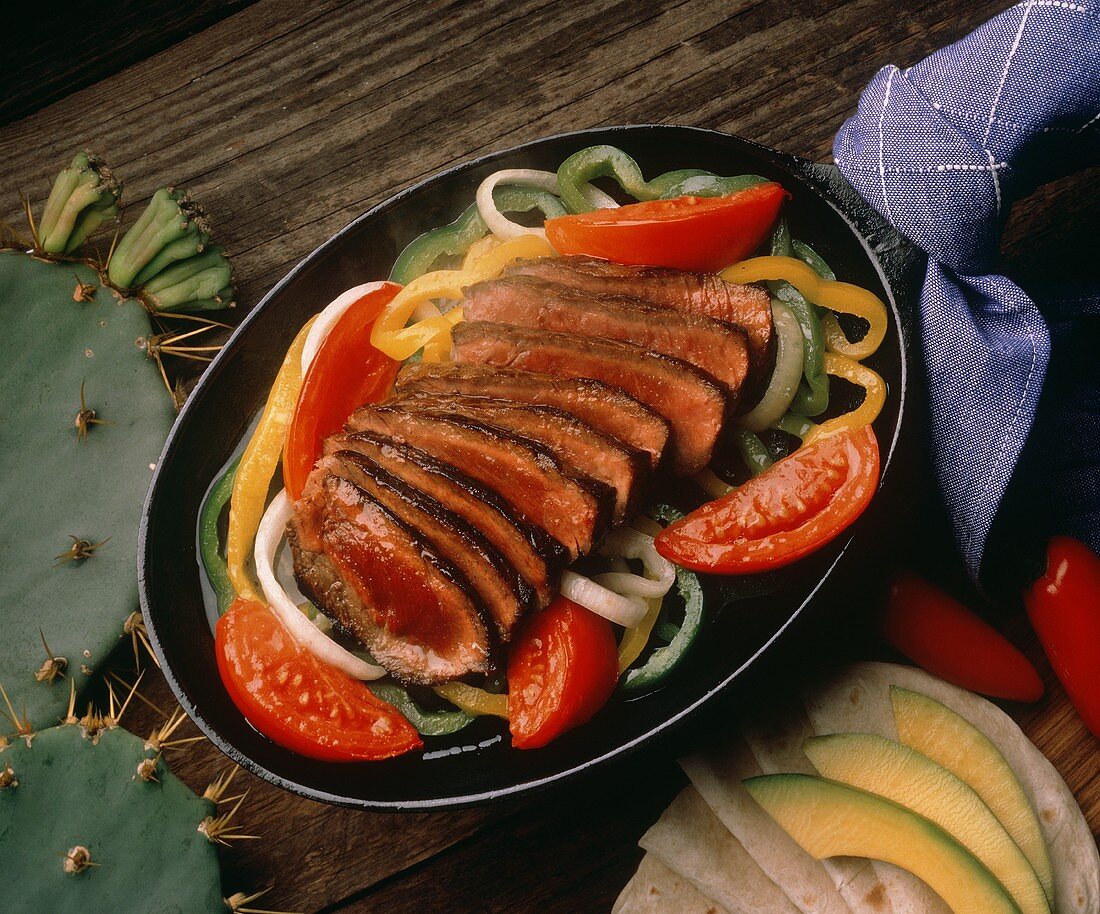 Sliced Steak with Vegetables for Fajitas