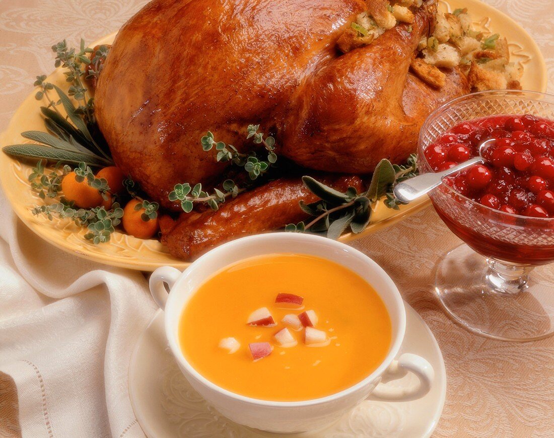 Whole Roast Turkey with Carrot Soup