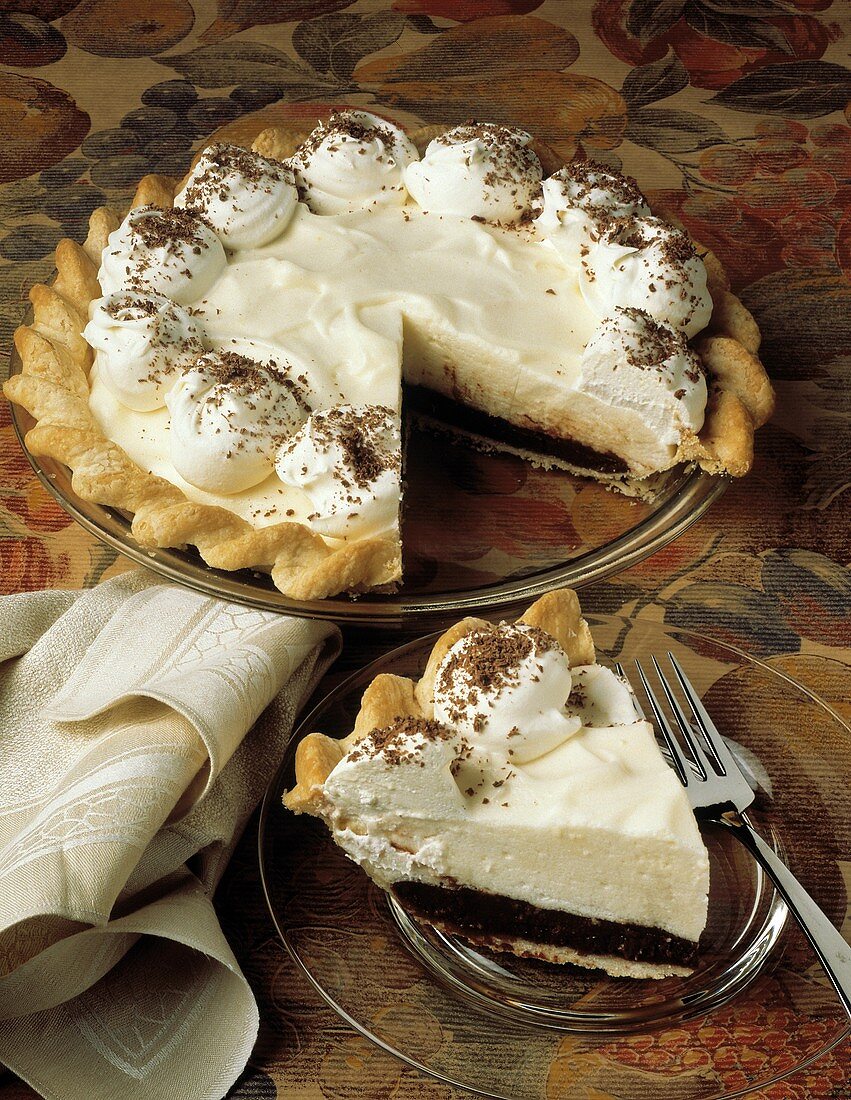 Chocolate and Vanilla Custard Pie and Slice