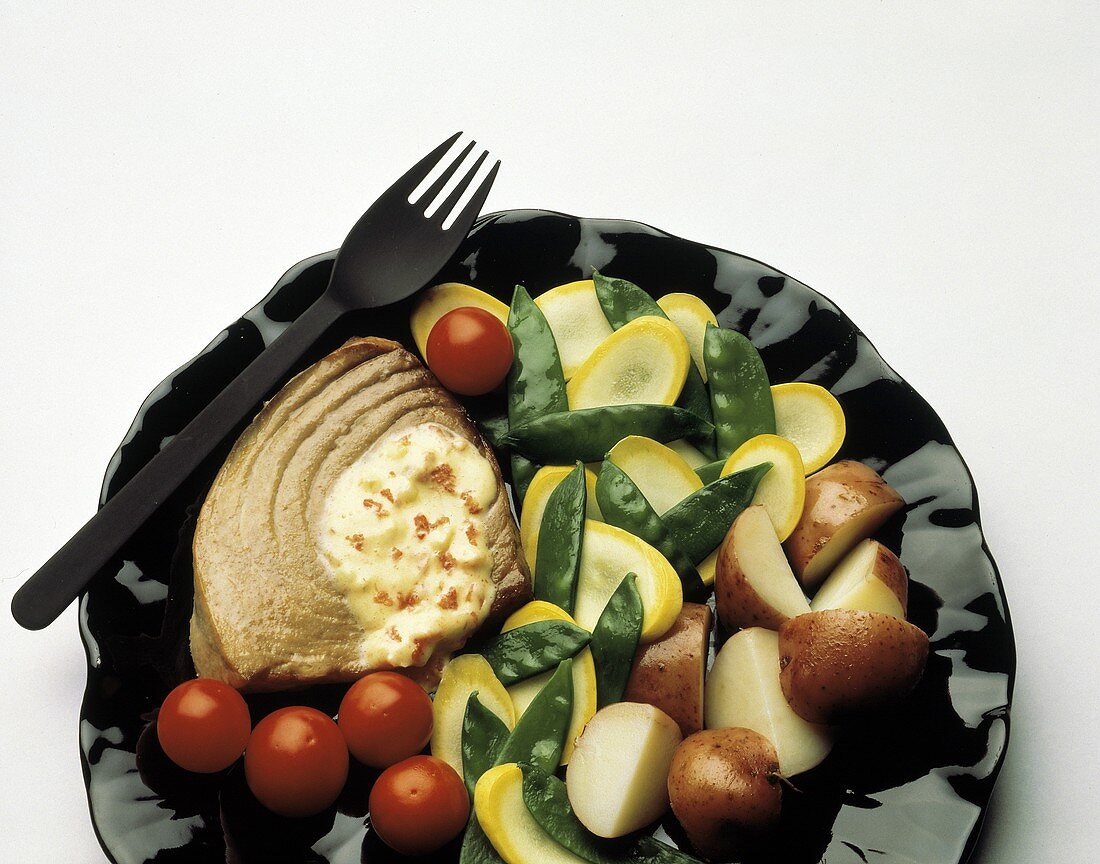 Swordfish Steak with Red Potatoes; Vegetables