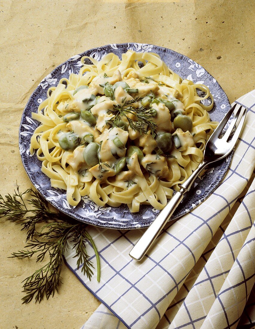 Fettucini with Chicken and Lima Bean Cream Sauce