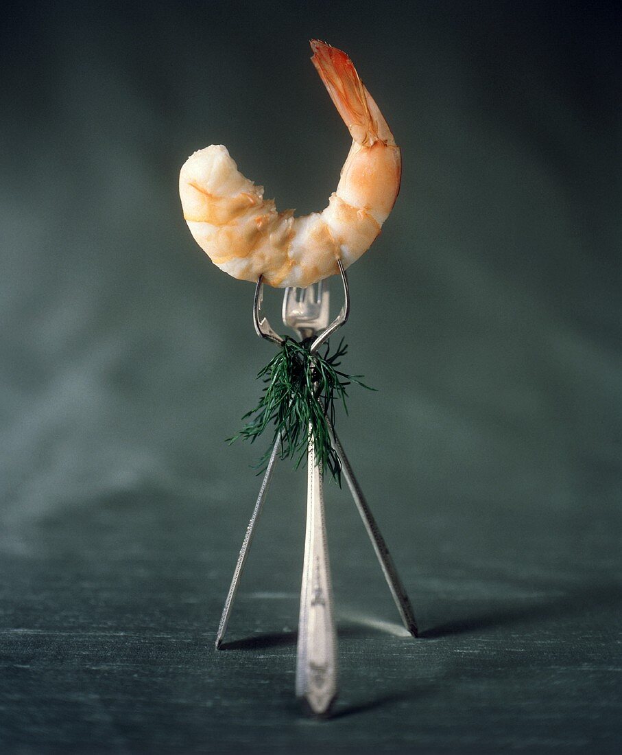 Three Forks Holding a Cocktail Shrimp