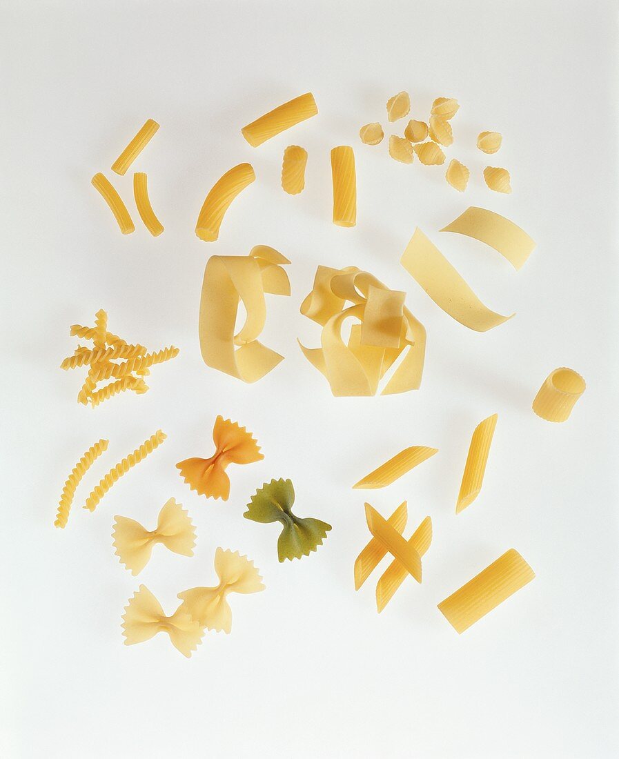 Variety of Uncooked Pasta