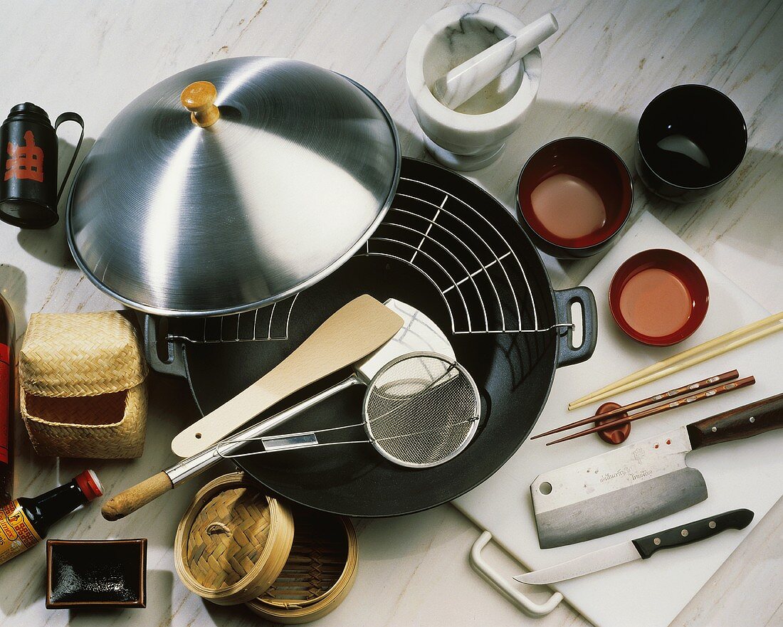Wok and Utensils for Asian Cooking