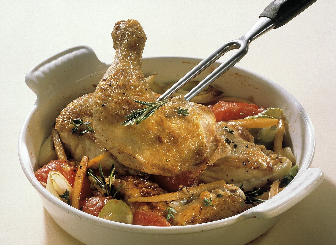Serving Provencal Chicken from a Bowl