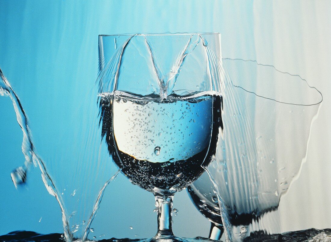 Sparkling Mineral Water Amidst a Sheet of Water